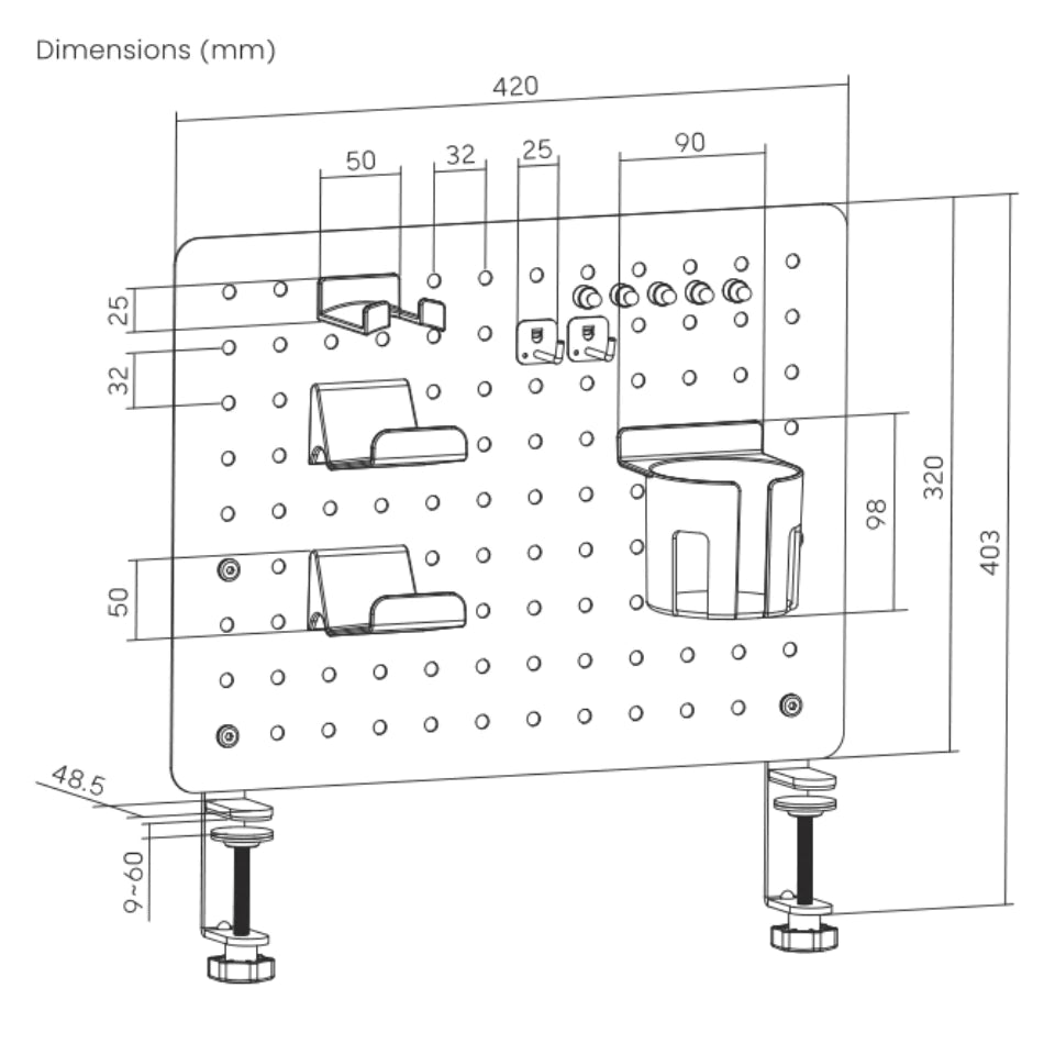 LEVI Pegboard with accessories